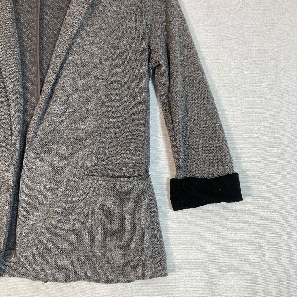 Skies Are Blue Asa Knit Blazer Gray Charcoal Open Front 3/4 Sleeves Cuffs Small - Picture 5 of 16